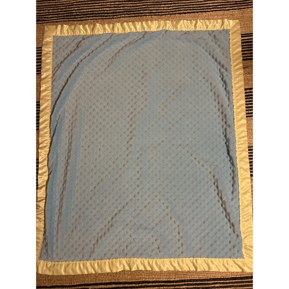 Vintage Winnie The Pooh Baby Blanket Satin Trim Blue and Yellow/Green - Picture 4 of 4